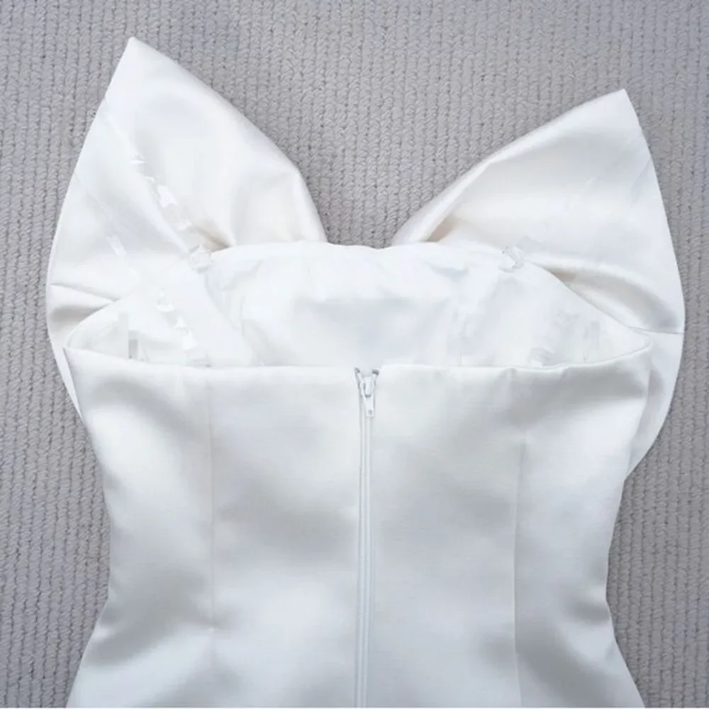 NWOT Bronx and Banco Evie‎ Bow Satin Minidress Elegant white Mini Dress - Picture 13 of 15